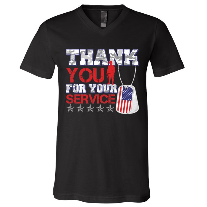 Thank You For Your Service Veterans Day V-Neck T-Shirt