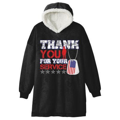 Thank You For Your Service Veterans Day Hooded Wearable Blanket