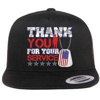 Thank You For Your Service Veterans Day Flat Bill Trucker Hat