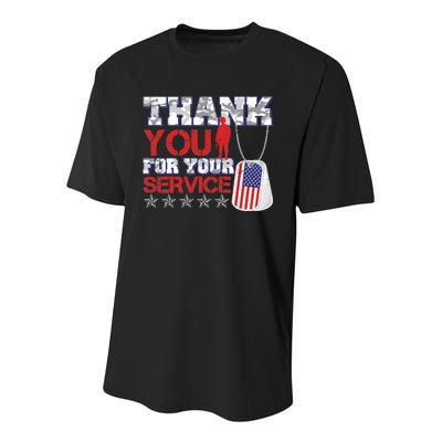 Thank You For Your Service Veterans Day Youth Performance Sprint T-Shirt