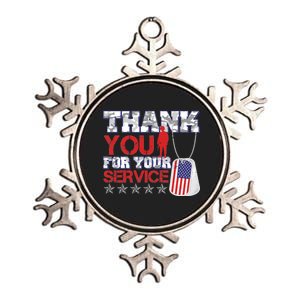 Thank You For Your Service Veterans Day Metallic Star Ornament