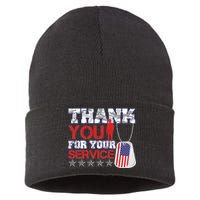 Thank You For Your Service Veterans Day Sustainable Knit Beanie