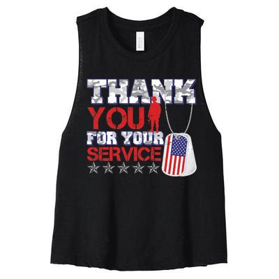 Thank You For Your Service Veterans Day Women's Racerback Cropped Tank