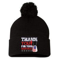 Thank You For Your Service Veterans Day Pom Pom 12in Knit Beanie