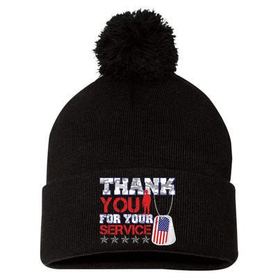 Thank You For Your Service Veterans Day Pom Pom 12in Knit Beanie