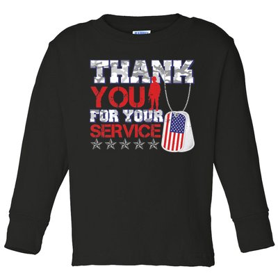 Thank You For Your Service Veterans Day Toddler Long Sleeve Shirt