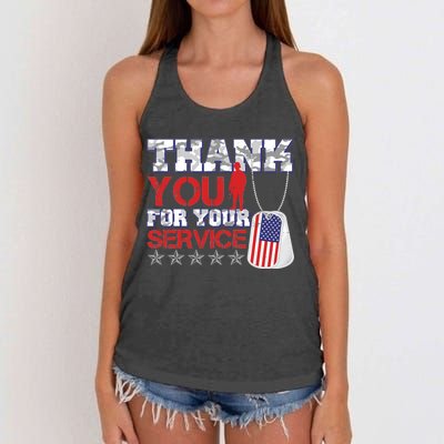 Thank You For Your Service Veterans Day Women's Knotted Racerback Tank