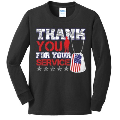 Thank You For Your Service Veterans Day Kids Long Sleeve Shirt