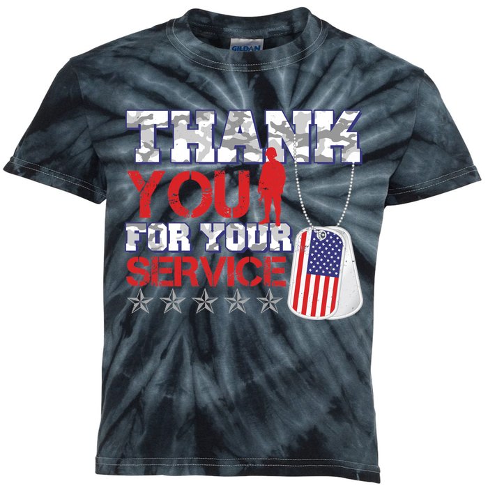 Thank You For Your Service Veterans Day Kids Tie-Dye T-Shirt