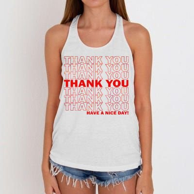 Thank You Have A Nice Day Grocery Bag Funny Women's Knotted Racerback Tank