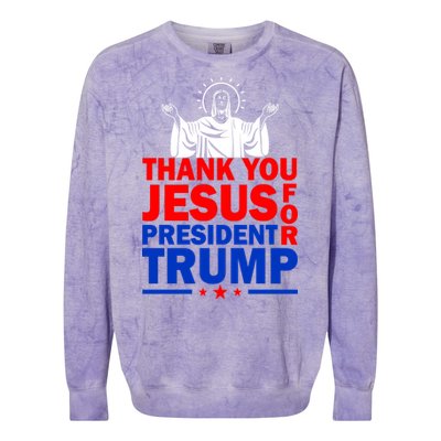 Thank You Jesus For President Trump Colorblast Crewneck Sweatshirt