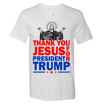 Thank You Jesus For President Trump V-Neck T-Shirt