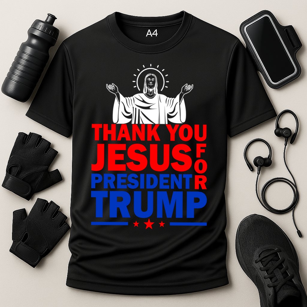 Thank You Jesus For President Trump Cooling Performance Crew T-Shirt
