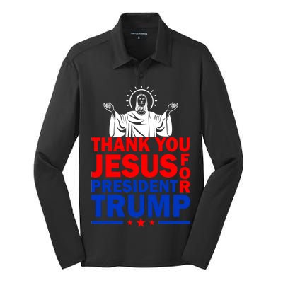 Thank You Jesus For President Trump Silk Touch Performance Long Sleeve Polo