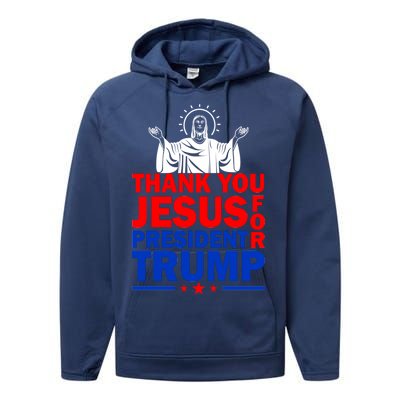 Thank You Jesus For President Trump Performance Fleece Hoodie