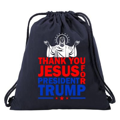 Thank You Jesus For President Trump Drawstring Bag