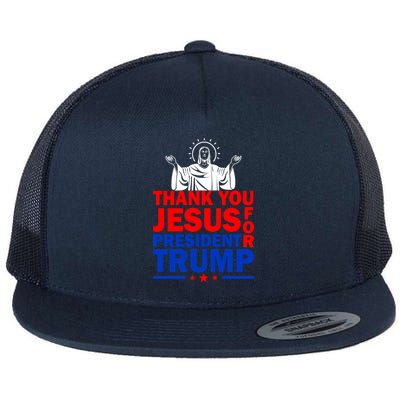 Thank You Jesus For President Trump Flat Bill Trucker Hat