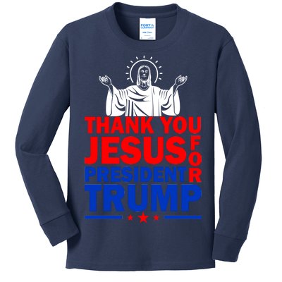 Thank You Jesus For President Trump Kids Long Sleeve Shirt