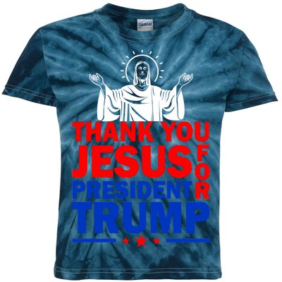 Thank You Jesus For President Trump Kids Tie-Dye T-Shirt