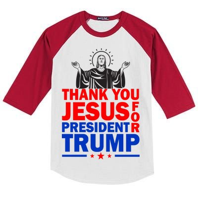 Thank You Jesus For President Trump Kids Colorblock Raglan Jersey