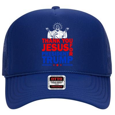 Thank You Jesus For President Trump High Crown Mesh Back Trucker Hat