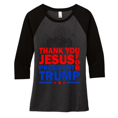 Thank You Jesus For President Trump Women's Tri-Blend 3/4-Sleeve Raglan Shirt