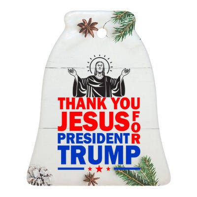 Thank You Jesus For President Trump Ceramic Bell Ornament