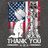 Thank You Memorial Day Distressed Flag Kneeling Soldier Vector Backpack