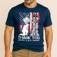 Thank You Memorial Day Distressed Flag Kneeling Soldier Cooling Performance Crew T-Shirt