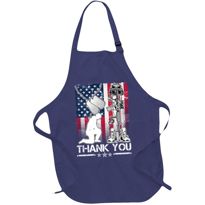 Thank You Memorial Day Distressed Flag Kneeling Soldier Apron