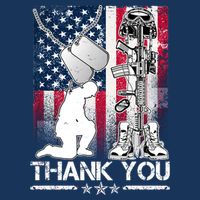 Thank You Memorial Day Distressed Flag Kneeling Soldier Apron