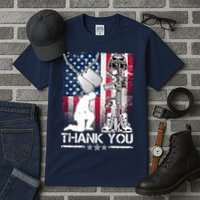 Thank You Memorial Day Distressed Flag Kneeling Soldier Tall T-Shirt