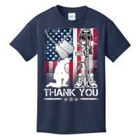 Thank You Memorial Day Distressed Flag Kneeling Soldier Kids T-Shirt