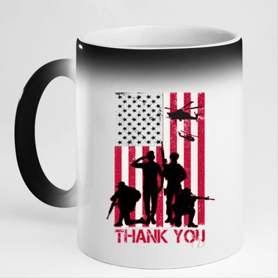 Thank You Memorial Day Soldiers USA Flag 11oz Black Color Changing Mug