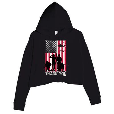 Thank You Memorial Day Soldiers USA Flag Crop Fleece Hoodie