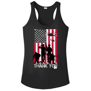 Thank You Memorial Day Soldiers USA Flag Ladies PosiCharge Competitor Racerback Tank