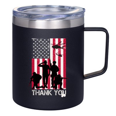 Thank You Memorial Day Soldiers USA Flag 12oz Stainless Steel Coffee Mug