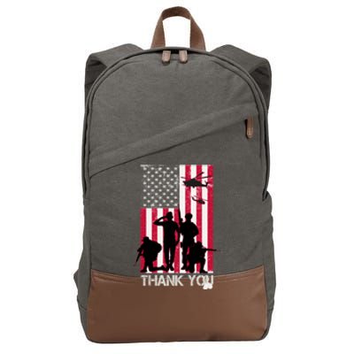 Thank You Memorial Day Soldiers USA Flag Cotton Canvas Backpack