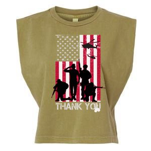 Thank You Memorial Day Soldiers USA Flag Garment-Dyed Women's Muscle Tee