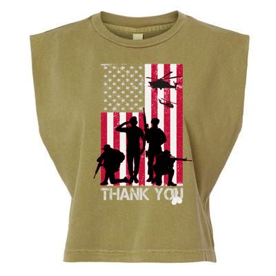 Thank You Memorial Day Soldiers USA Flag Garment-Dyed Women's Muscle Tee