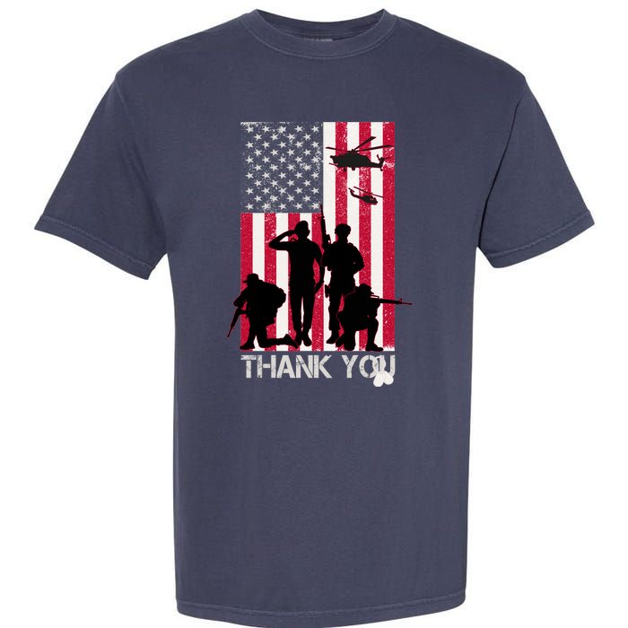 Thank You Memorial Day Soldiers USA Flag Garment-Dyed Heavyweight T-Shirt