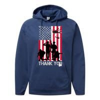 Thank You Memorial Day Soldiers USA Flag Performance Fleece Hoodie