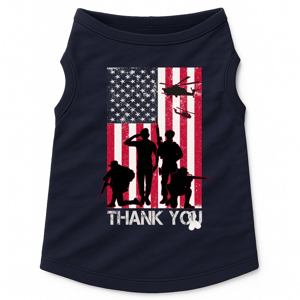 Thank You Memorial Day Soldiers USA Flag Doggie Tank