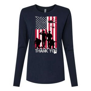 Thank You Memorial Day Soldiers USA Flag Womens Cotton Relaxed Long Sleeve T-Shirt