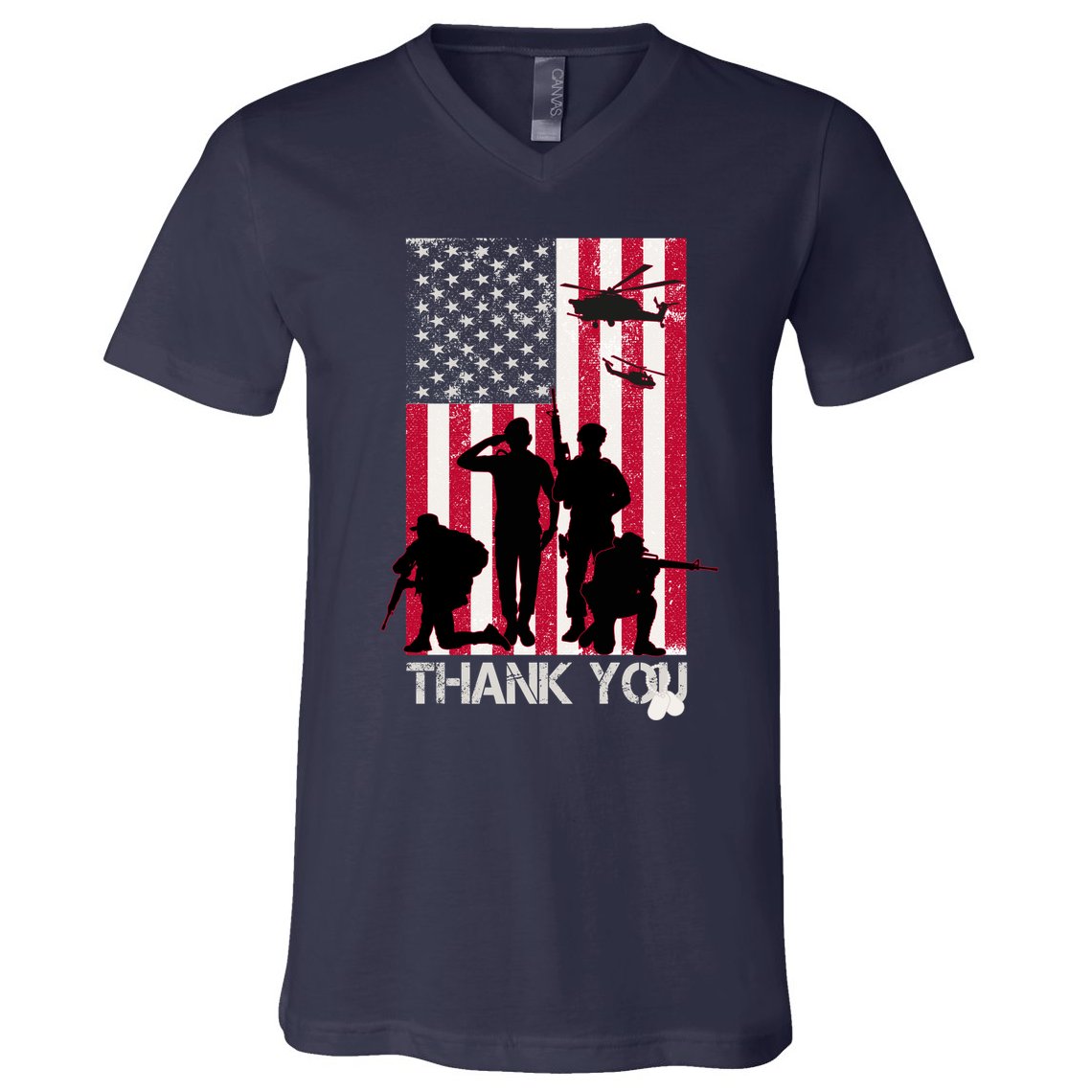 Thank You Memorial Day Soldiers USA Flag V-Neck T-Shirt