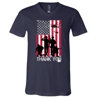 Thank You Memorial Day Soldiers USA Flag V-Neck T-Shirt