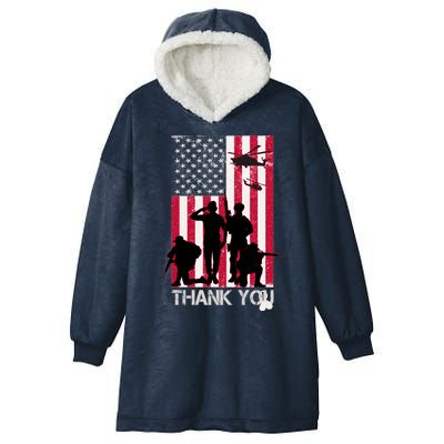 Thank You Memorial Day Soldiers USA Flag Hooded Wearable Blanket