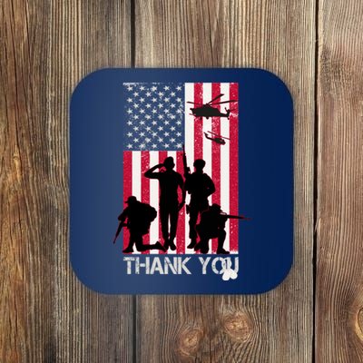 Thank You Memorial Day Soldiers USA Flag Coaster