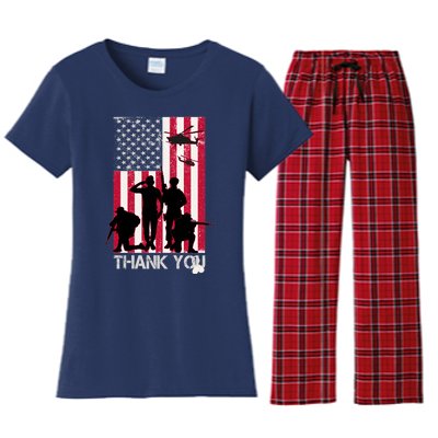 Thank You Memorial Day Soldiers USA Flag Women's Flannel Pajama Set