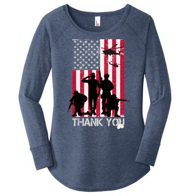 Thank You Memorial Day Soldiers USA Flag Women's Perfect Tri Tunic Long Sleeve Shirt